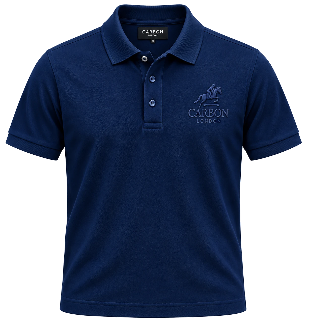 Carbon London Equestrian Club Piqué Polo — Midnight Navy