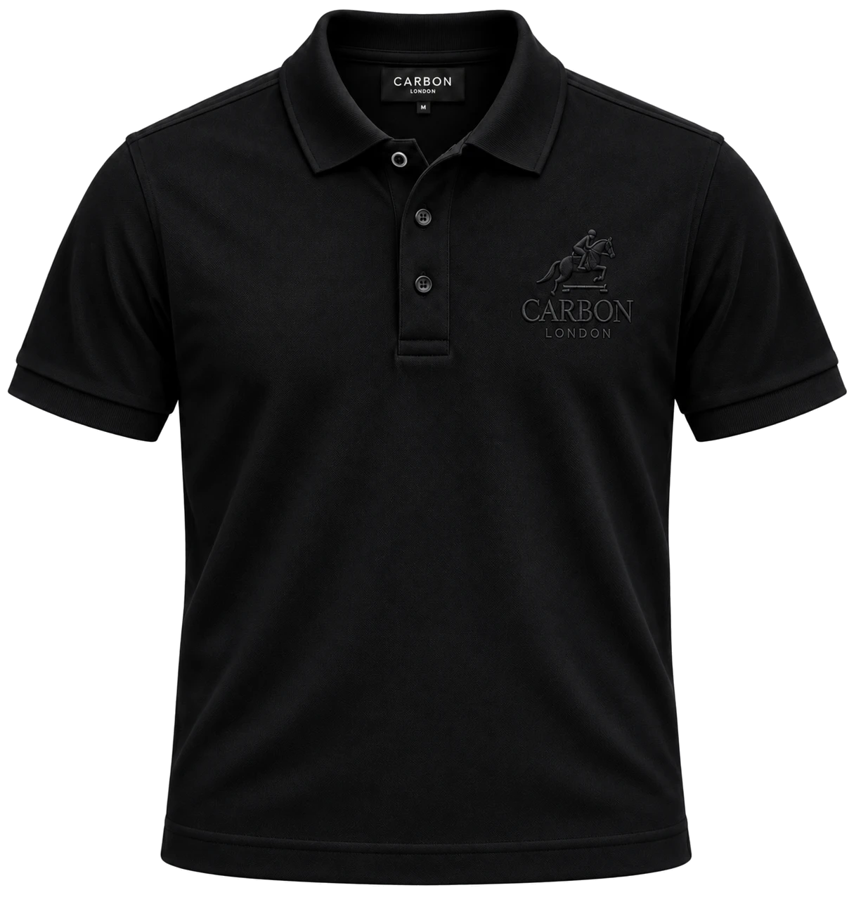 Carbon London Equestrian Club Piqué Polo — Jet Black