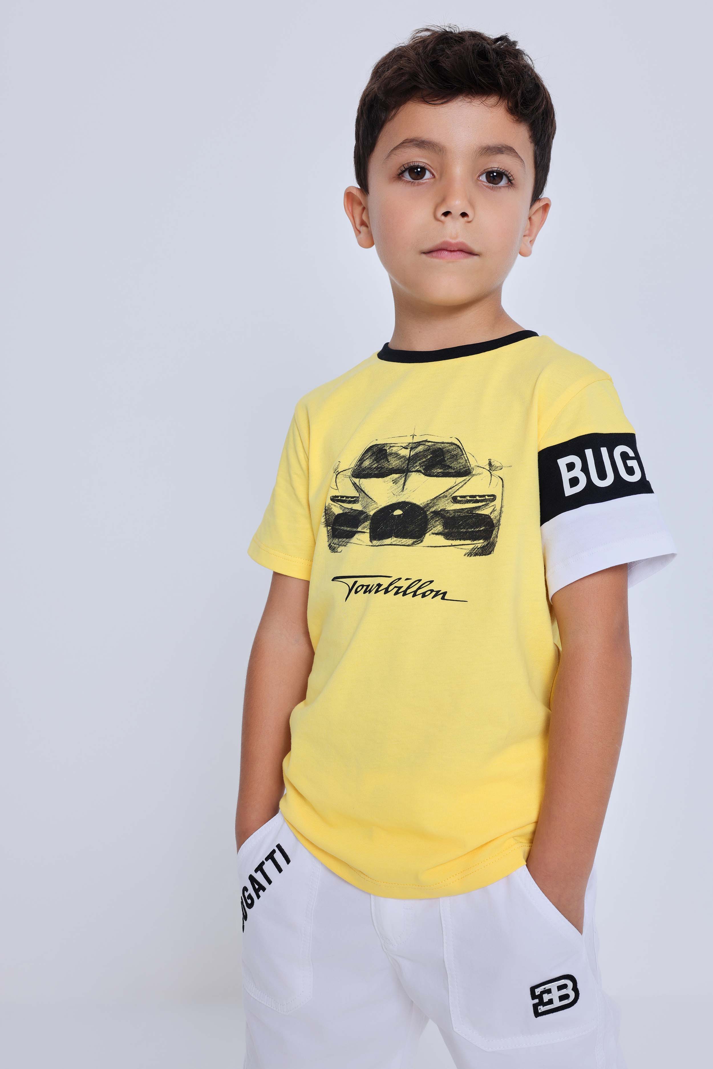 Bugatti Kids Tourbillon Sketch T-Shirt Yellow — image 3